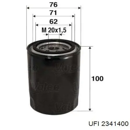 Filtr oleju UFI 2341400 cena, od 8,22 USD