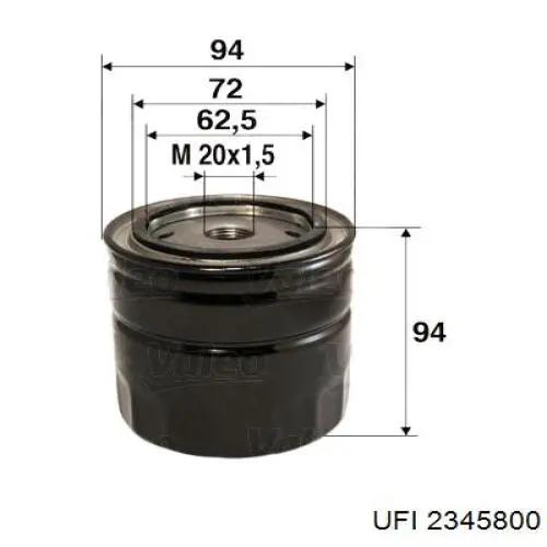 Filtr oleju UFI 2345800 cena, od 10,65 USD