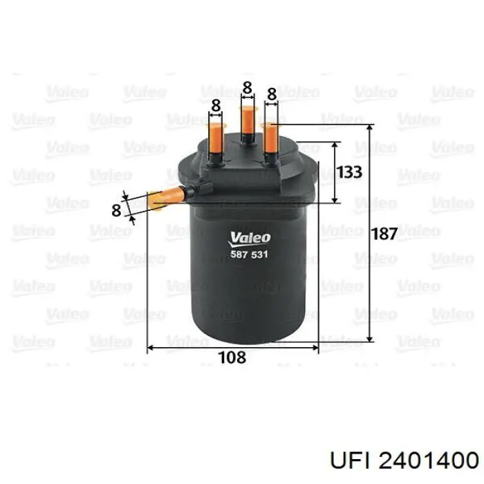 Filtr paliwa UFI 2401400 cena, od 26,30 USD