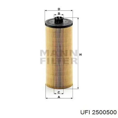Filtr oleju UFI 2500500 cena, od 13,00 USD