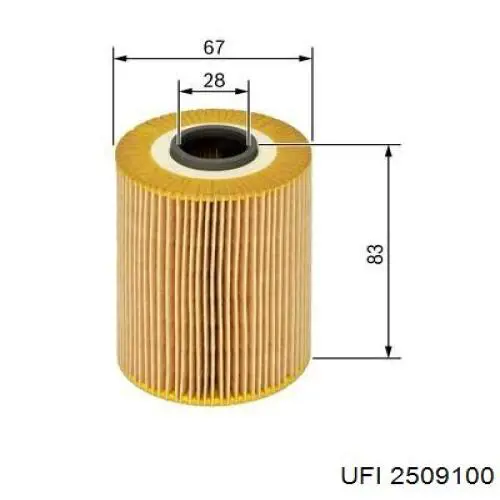 Filtr oleju UFI 2509100 cena, od 7,64 USD