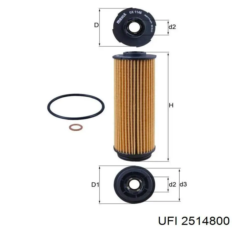 Filtr oleju UFI 2514800 cena, od 11,02 USD