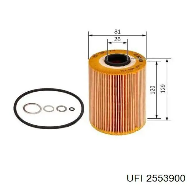 Do koszyka 2553900 UFI Filtr oleju