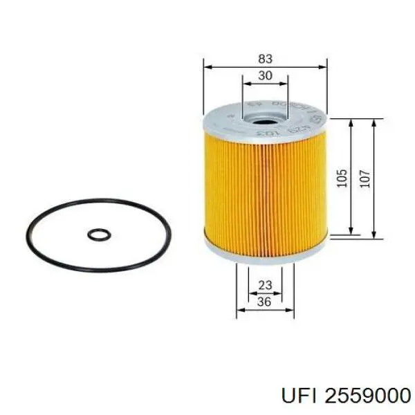 Do koszyka 2559000 UFI Filtr oleju