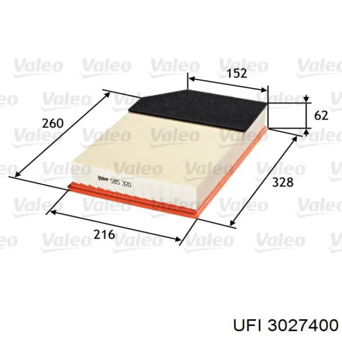 Filtr powietrza UFI 3027400 cena, od 15,38 USD