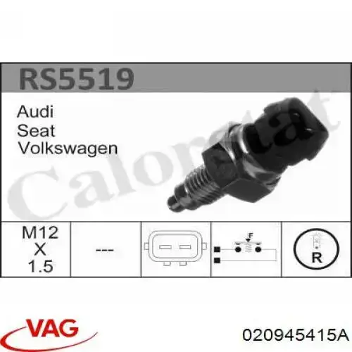 Czujnik włączania światła cofania 020945415A VAG