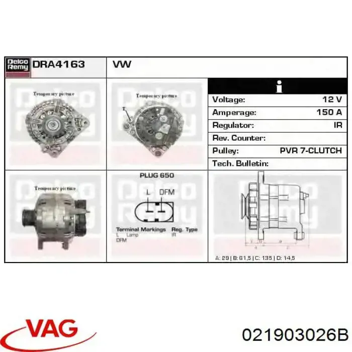 Alternator VAG 021903026B cena, od 244,63 USD