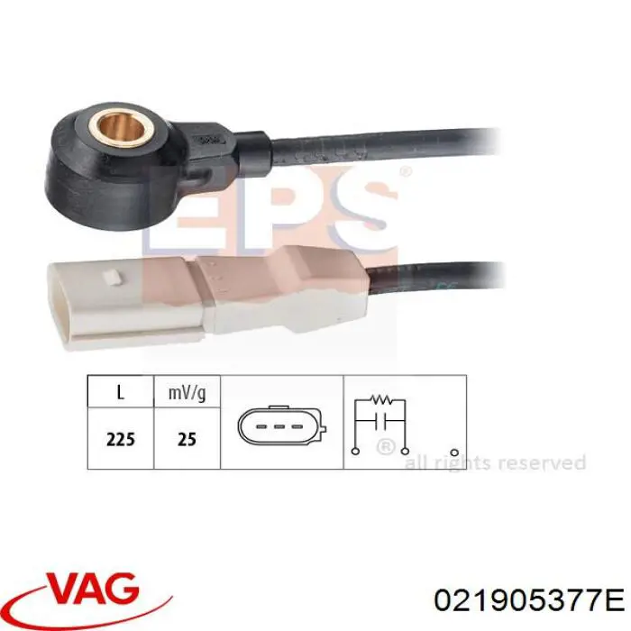 Czujnik stukowy (czujnik spalania stukowego) 021905377E VAG