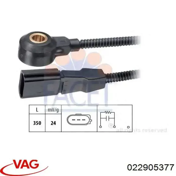 Czujnik stukowy (czujnik spalania stukowego) VAG 022905377 cena, od 58,22 USD