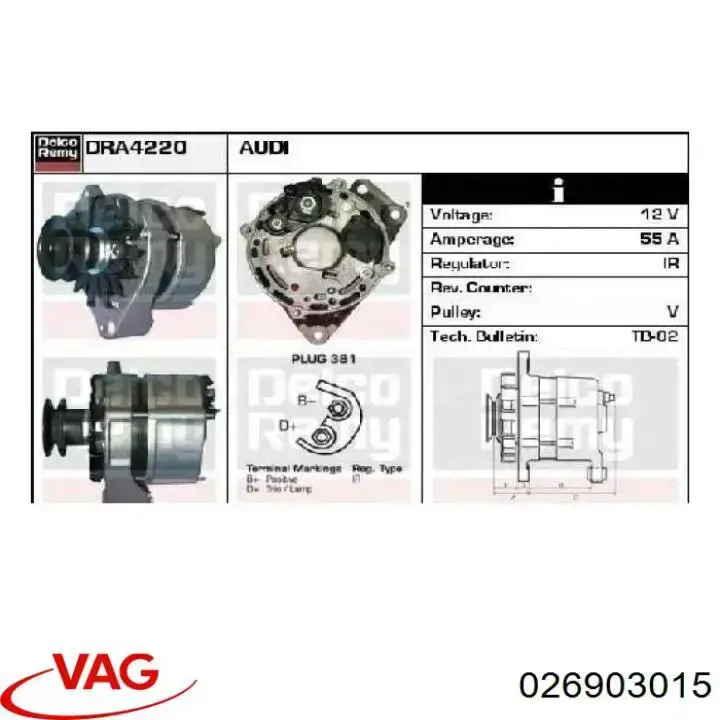 Do koszyka 026903015 VAG Alternator