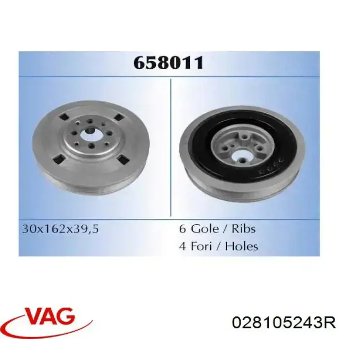 Do koszyka 028105243R VAG Koło pasowe wału korbowego