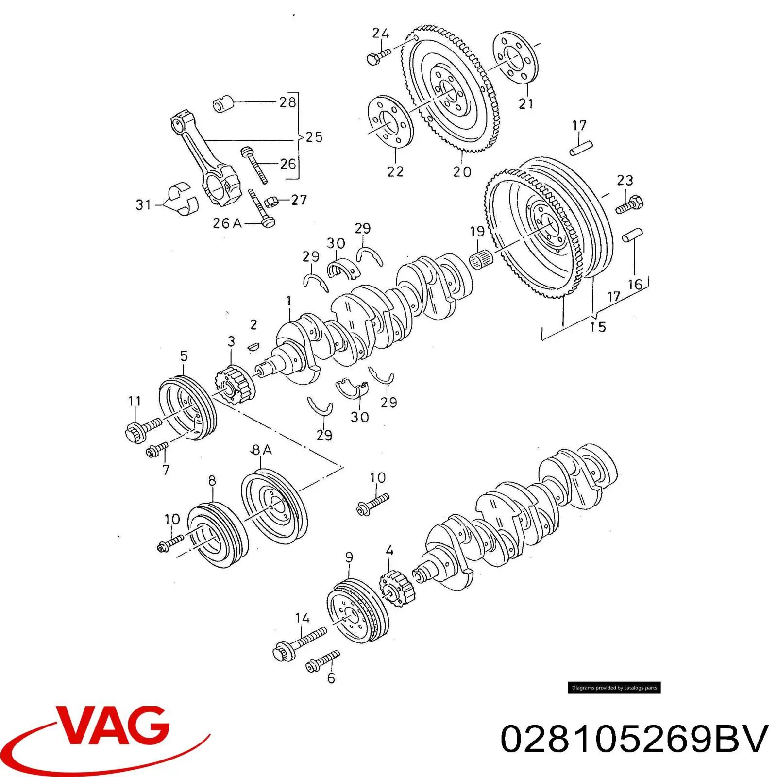 Do koszyka 028105269BV VAG Koło zamachowe silnika
