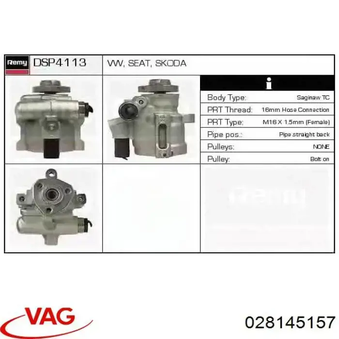 Pompa wspomagania hydraulicznego kierownicy VAG 028145157 cena, od 60,99 USD