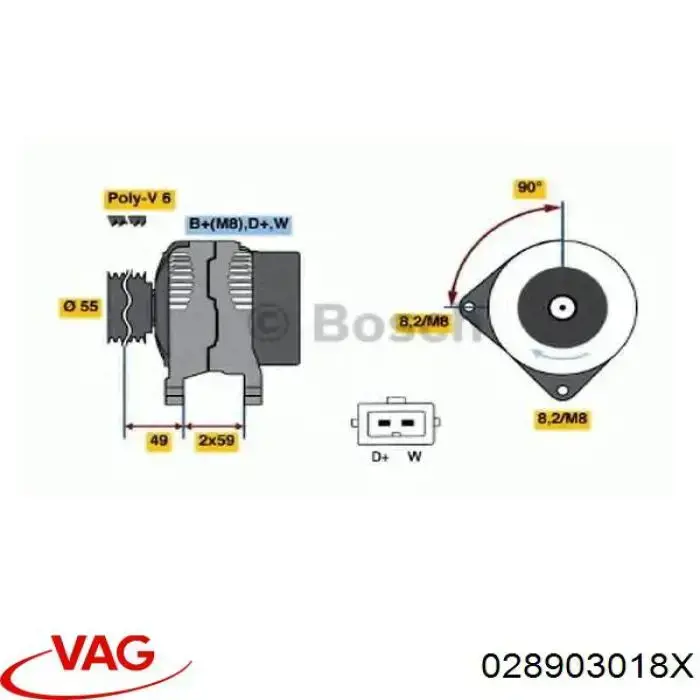 Alternator VAG 028903018X cena, od 52,44 USD