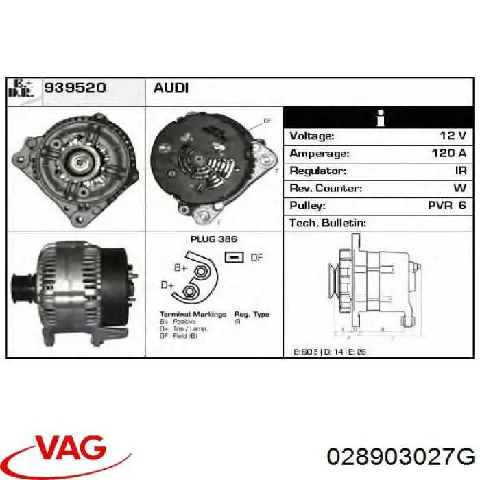 Do koszyka 028903027G VAG Alternator