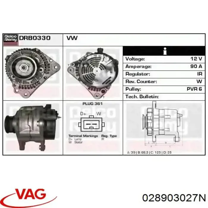 Alternator VAG 028903027N