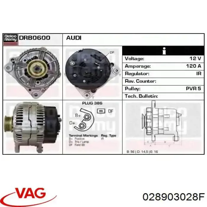 Alternator VAG 028903028F cena, od 96,01 USD