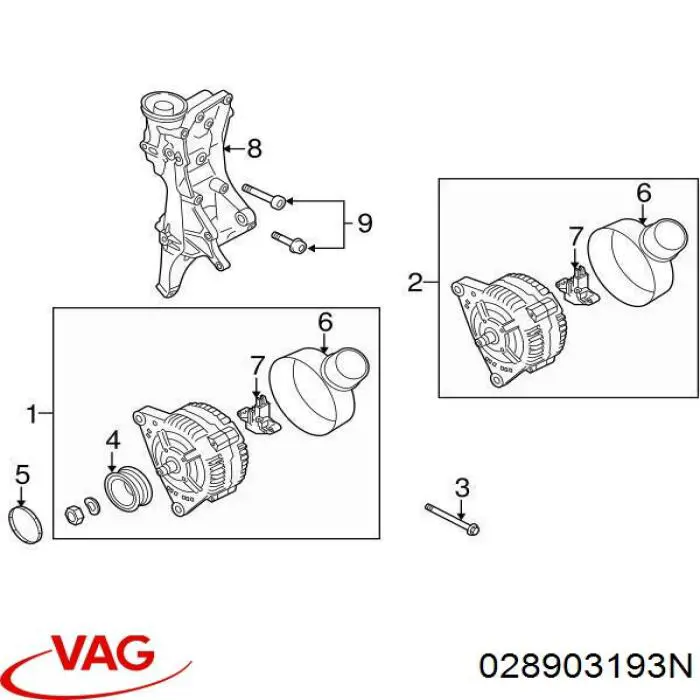 028903193N VAG pokrywa alternatora tylna