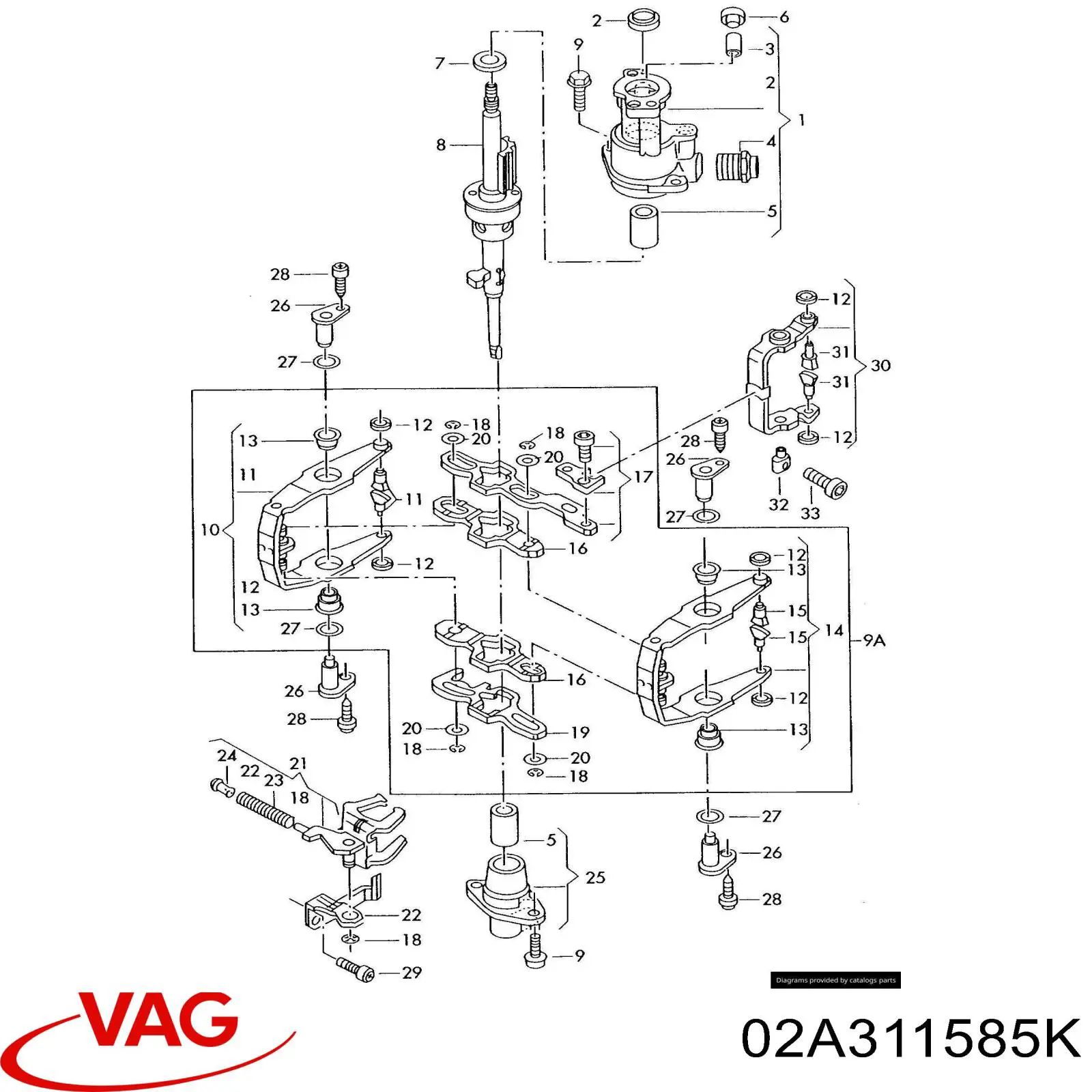 02A311585K VAG Tuleja mechanizmu zmiany biegów