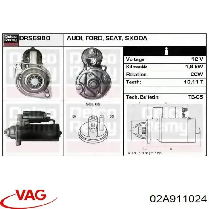 Rozrusznik VAG 02A911024