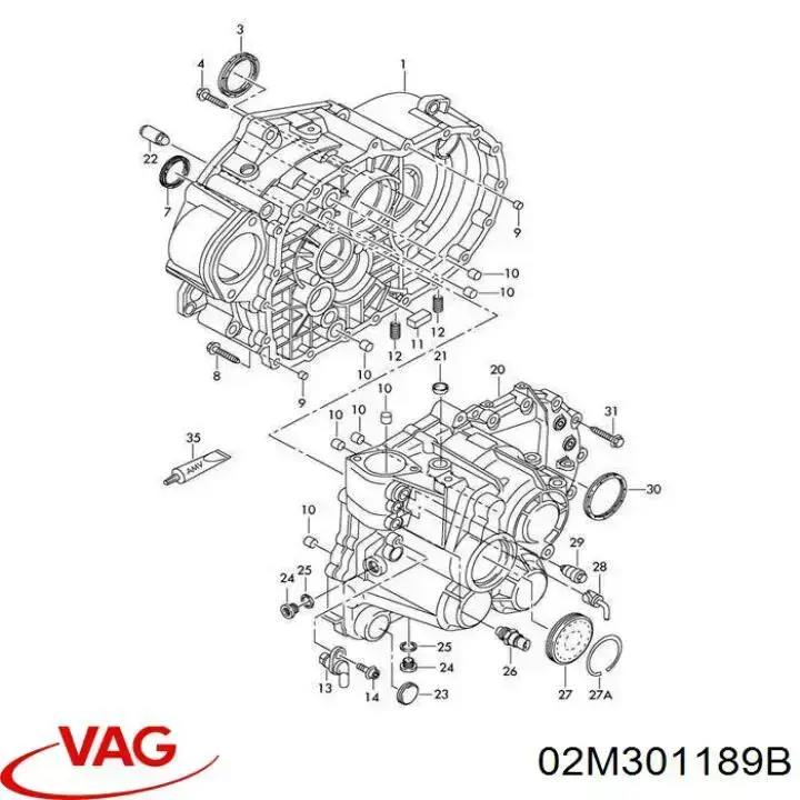 Do koszyka 02M301189B VAG Uszczelniacz reduktora mostu przedniego