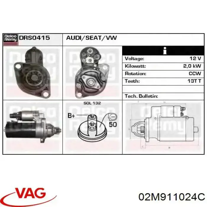 Rozrusznik 02M911024C VAG