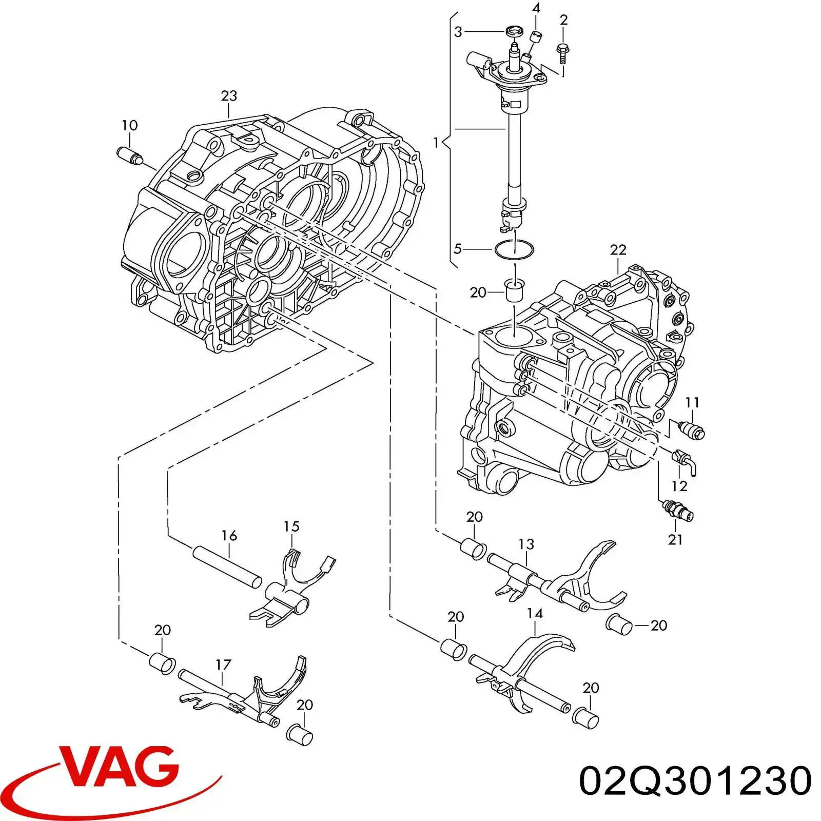 02Q301230 VAG Mechanizm zmiany biegów (cięgno)