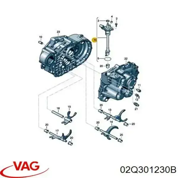 Do koszyka 02Q301230B VAG Mechanizm zmiany biegów (cięgno)