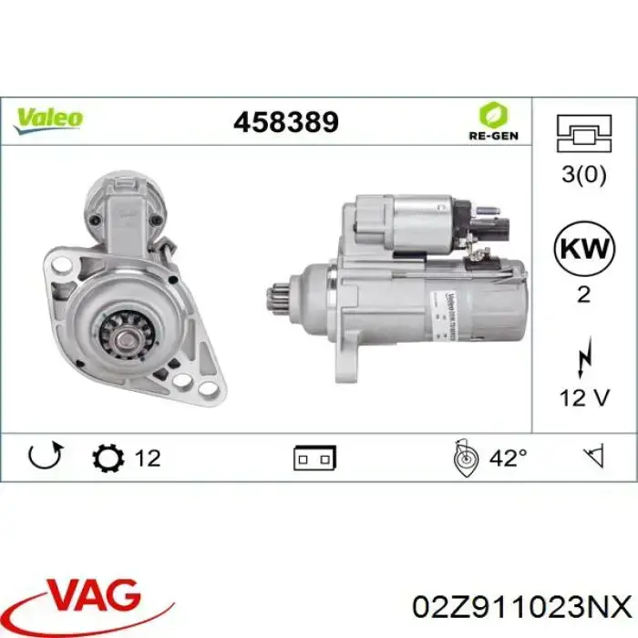 Rozrusznik VAG 02Z911023NX cena, od 95,34 USD