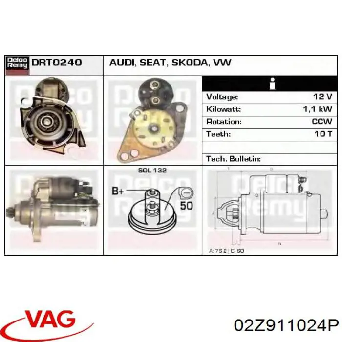 02Z911024P VAG Rozrusznik