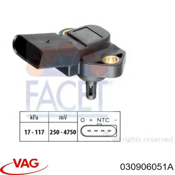 Czujnik ciśnienia w kolektorze ssącym, MAP VAG 030906051A cena, od 46,03 USD
