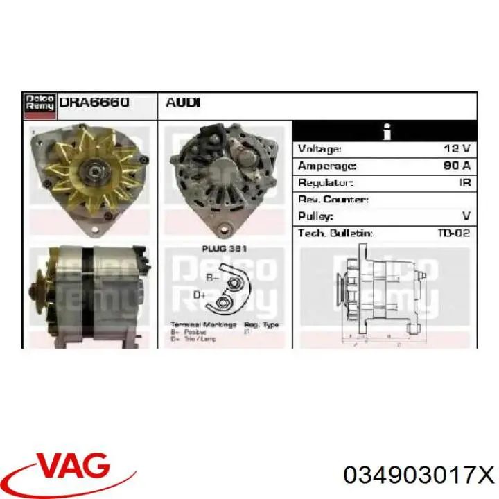 Alternator VAG 034903017X cena, od 93,03 USD
