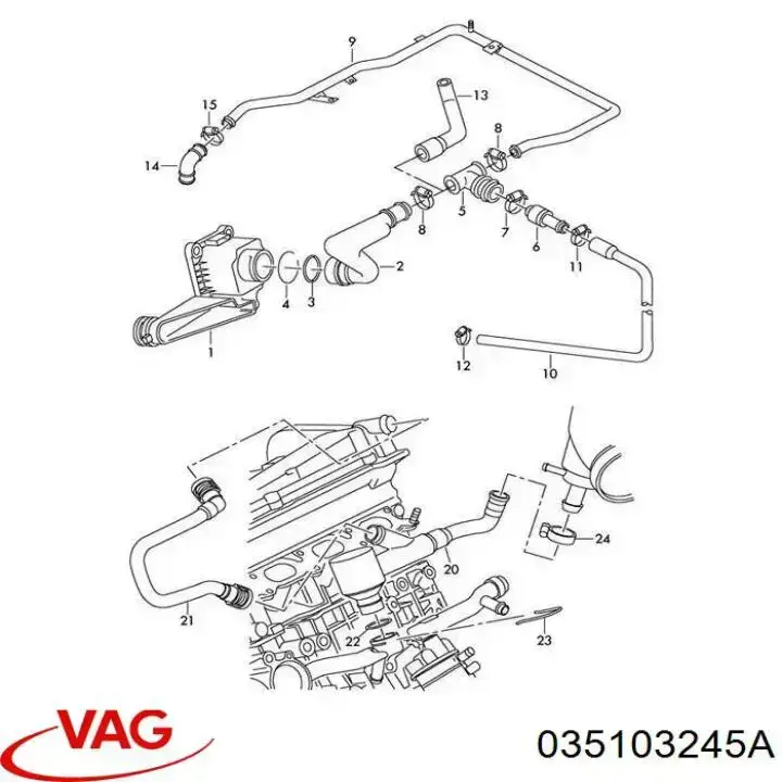 Zawór PCV odpowietrzający silnik VAG 035103245A cena, od 8,36 USD