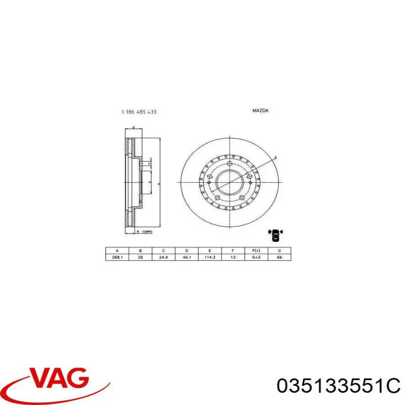 Wtryskiwacz paliwa 035133551C VAG