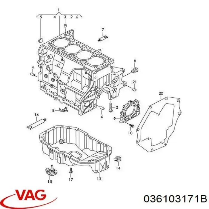 036103171B VAG Uszczelniacz wału korbowego silnika tylny