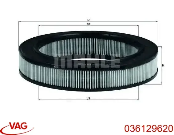 Do koszyka 036129620 VAG Filtr powietrza