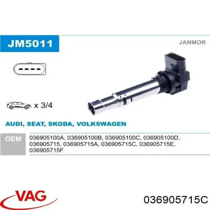 Cewka zapłonowa VAG 036905715C cena, od 27,91 USD