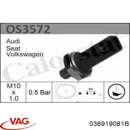 Czujnik ciśnienia oleju VAG 036919081B cena, od 6,26 USD