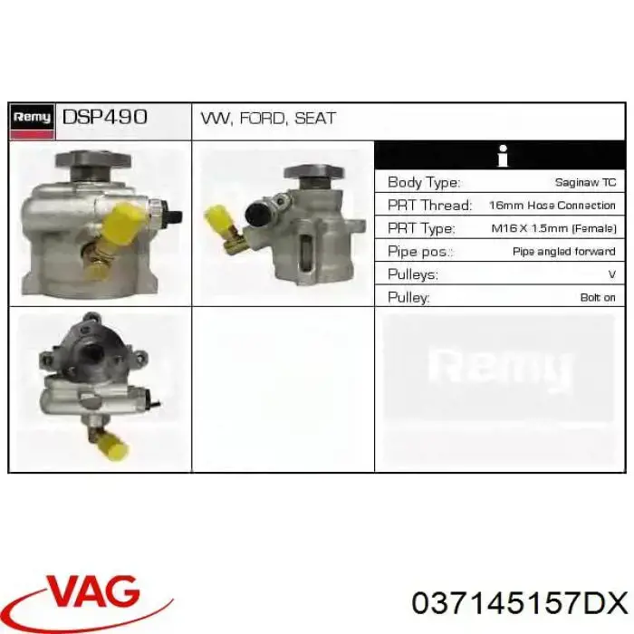 Do koszyka 037145157DX VAG Pompa wspomagania hydraulicznego kierownicy