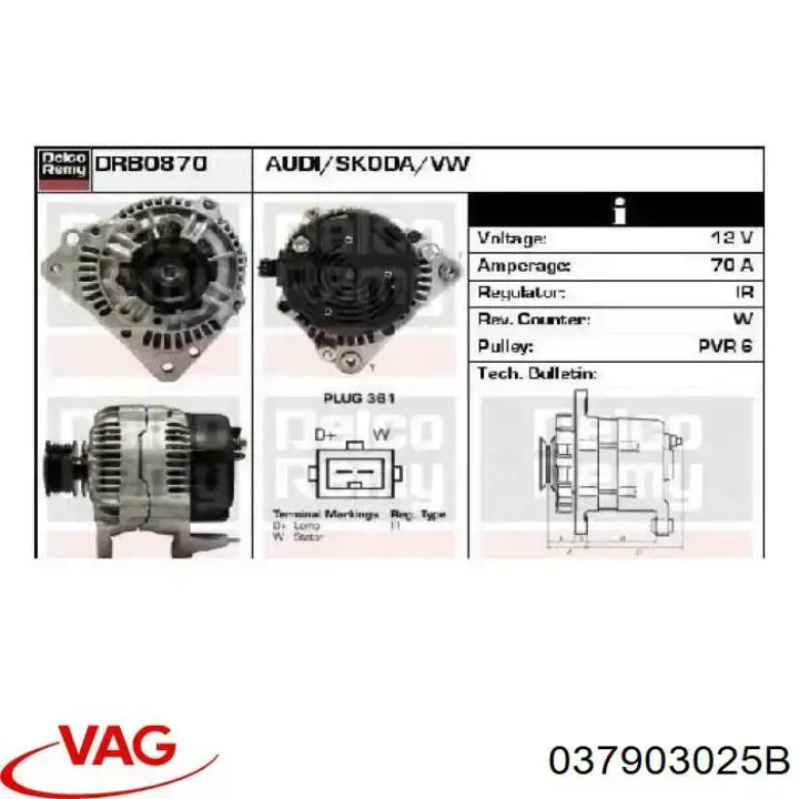 Alternator 037903025B VAG