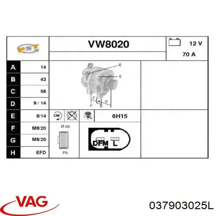 Alternator 037903025L VAG