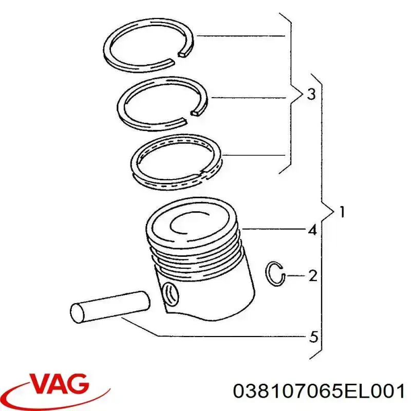 Do koszyka 038107065EL001 VAG Tłok, komplet do jednego cylindru, STD