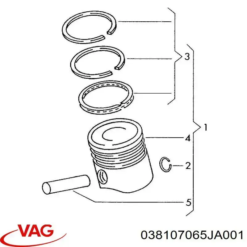 Do koszyka 038107065JA001 VAG Tłok, komplet do jednego cylindru, STD
