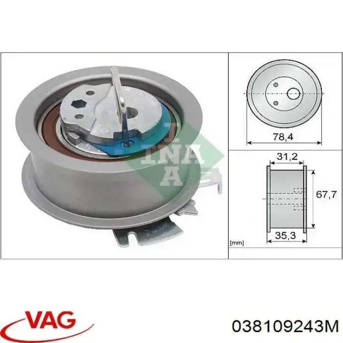 Rolka napinacza paska rozrządu 038109243M VAG