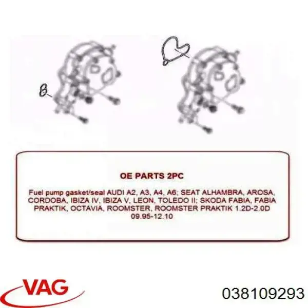 Uszczelka pompy tandemowej VAG 38198293 cena, od 7,58 USD