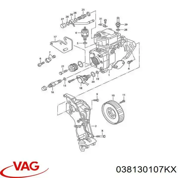 038130107KX VAG Pompa wtryskowa wysokiego ciśnienia