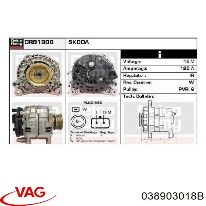 Do koszyka 038903018B VAG Alternator