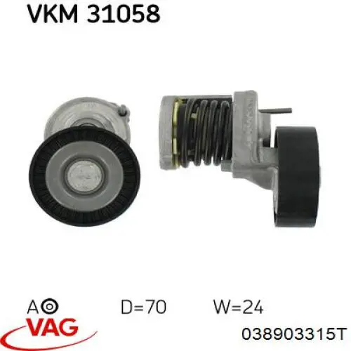 Napinacz paska napędowego VAG 038903315T cena, od 25,46 USD