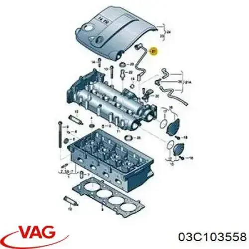 Króciec wentylacji kadłuba (separatora oleju) VAG 03C103558 cena, od 66,76 USD