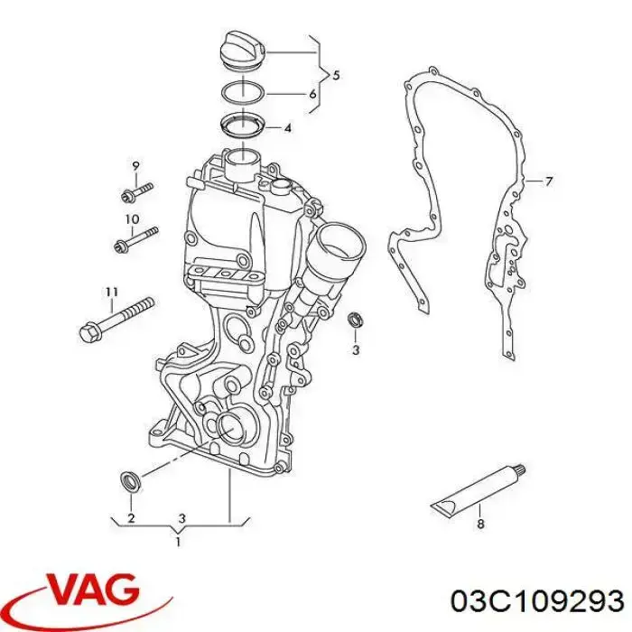 03C109293 VAG uszczelka pokrywy przedniej silnika